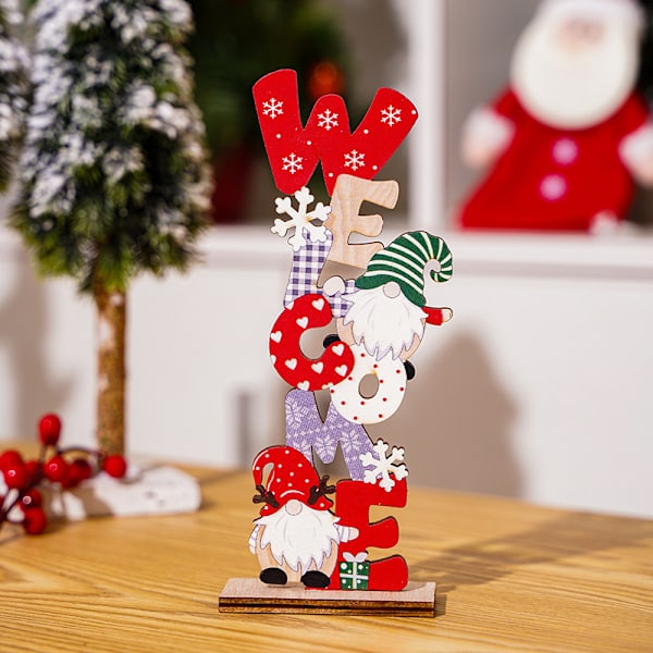 Juldekoration Nordisk trä ansiktslös gammal man målade bokstäver DIY prydnader Jultomte prydnader WELCOM
