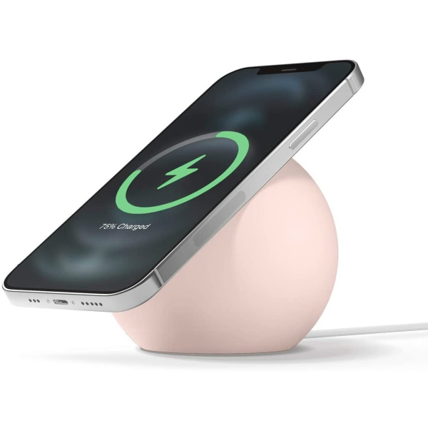 Runt trådlöst laddarfäste Mobiltelefon Snabbladdningsställ Hållare Base Till Iphone Magsafe Samsung - rosa