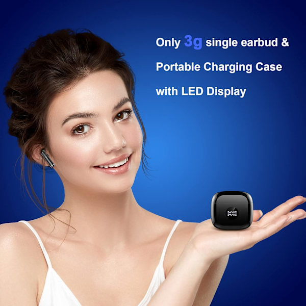 Trådløse ørepropper Bluetooth ørepropper In-Ear støydempende mikrofon, 40 timers spilletid Mini etui Sportshodetelefoner for Android iOS Black