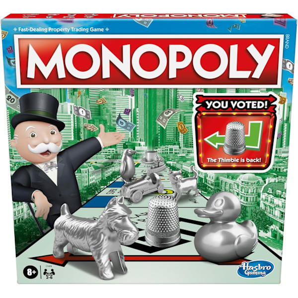Monopol - Brädspel, Familjespel för Vuxna och Barn, 2 till 6 Spelare, Strategiskt Kul för Barn, Från 8 År och Uppåt