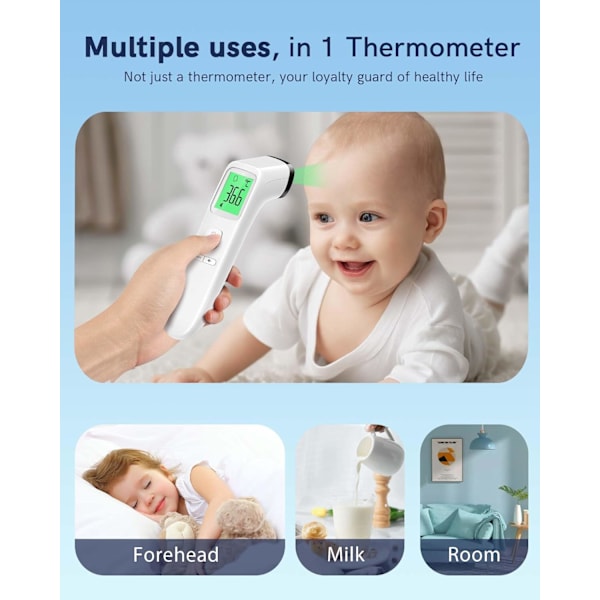 Beröringsfri panntermometer för vuxna, infraröd digital termometer för barn, exakt avläsning med LCD-display