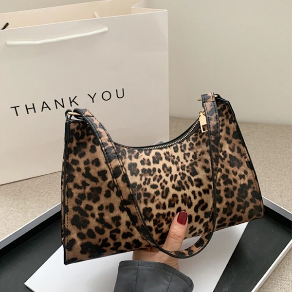 Dame Mote Sebra Print PU Lær Håndveske Daglig Skulderveske Leopard