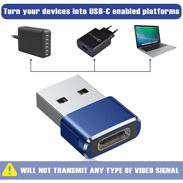 USB till USB C-adapter, USBC hona till A hane OTG-laddare typ C-omvandlare för Apple Watch Ultra iWatch 7 8 9 10, iPhone , Plus Pro Max, AirPods 3 blue 3pc