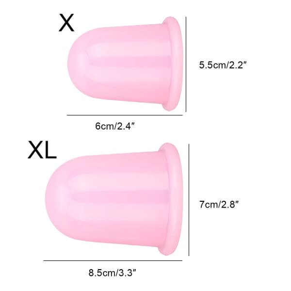 3X Cupping Massage Vakuumterapi Krop og Ansigtskop Anti Cellulite Silikone L L