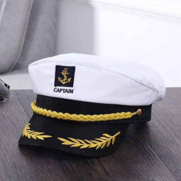 Voksen Kaptajn Hat Yachting Båd Sømand Admiral Kostume Hvid, One Size