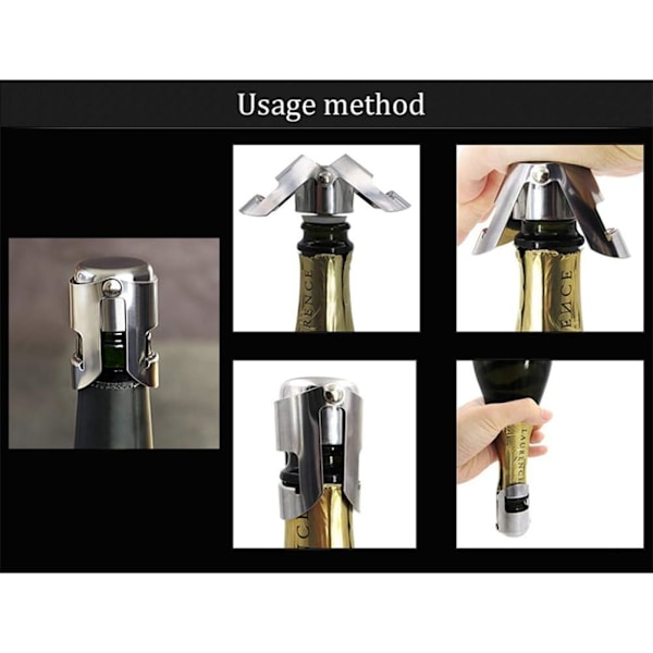 4 stycken champagnekorkar, rostfritt stål vakuumförseglade vin mousserande flaskkorkar tätning silver