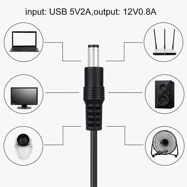 USB-latausvirtaboosterikaapeli 5 V - DC12 V Step Up -kaapeli USB-muunnin