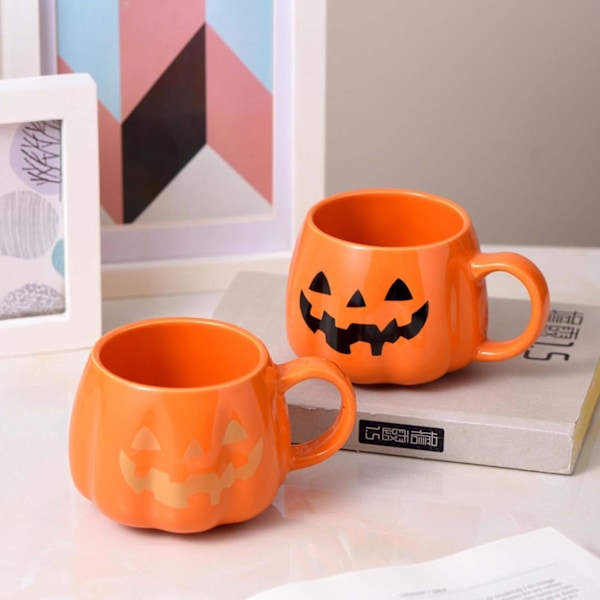 Halloween Gresskarkrus, Søte Keramiske Gresskarkopper Halloween Krus Keramisk Gresskar Halloween Tema Espresso Kopp Drikkekopp Halloween Kaffekopper Gold