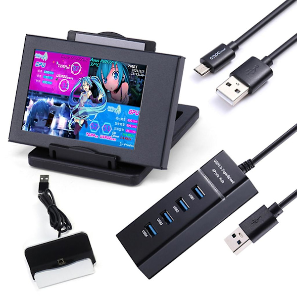 3,5 tommer IPS Computer Sekundær Skærm HDD Display CPU GPU Ram Se