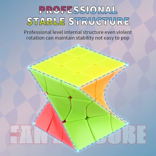 3x3 Distorted Oblique Cube Stickers Speed Cube 3D Puzzle Cube Vivid Color Magic Puzzle Toy