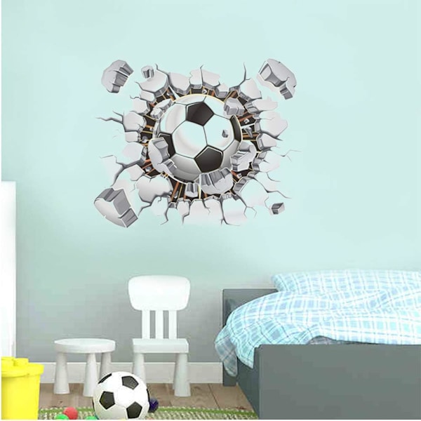 3D Fotboll Dekaler, Fotboll Väggdekaler för Sovrum, 3D Väggkonst Vinyldekaler för Pojkar Sovrum Lekrum Vardagsrum, 50 x 40 cm