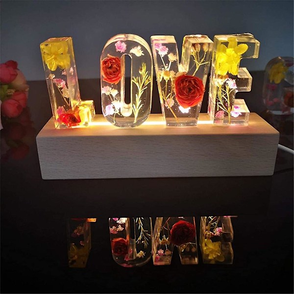 Alfabet Epoxy Resin Form Med LED Lys Display Base Engelsk Le