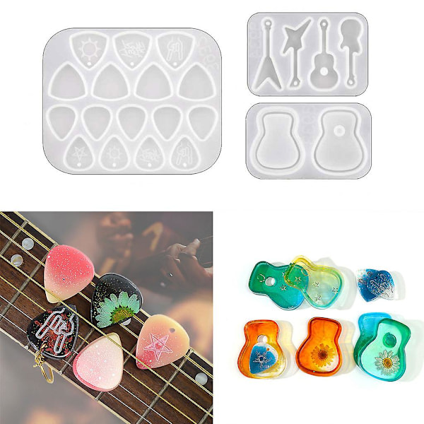 För Kreativ Silikon Resin Form Hänge Gitarr Dekoration Vägg