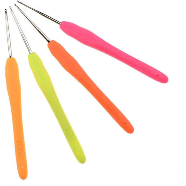 Mini Heklenåler, 4 Stykker Spisse Heklenåler med Mykt Håndtak, 1.0 mm, 1.25 mm, 1.5 mm, 1.75 mm, Små Heklenåler