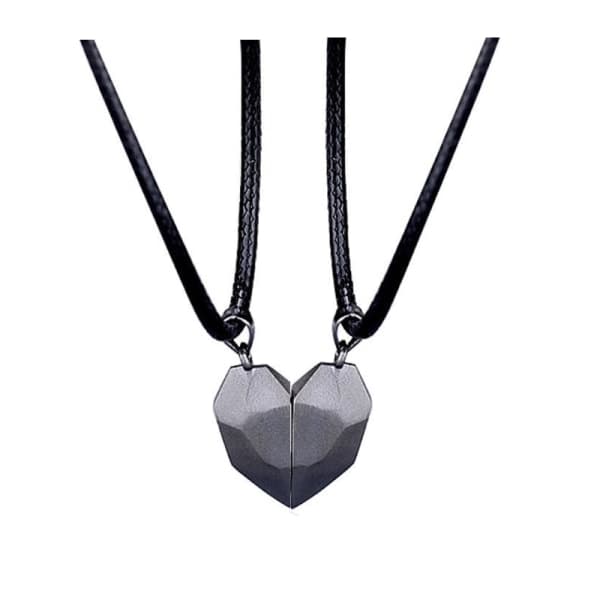 2 st / förpackning Hjärtformat halsband med magnet Silver+Silver