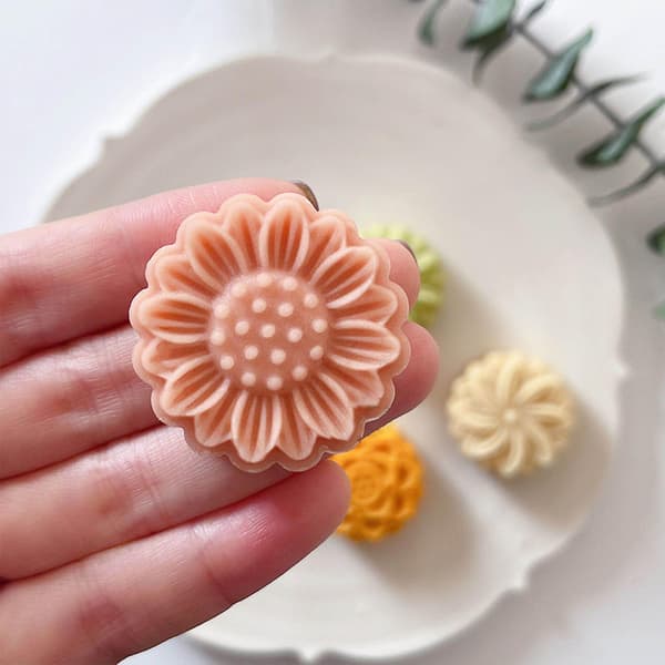 Måneformkakeform i plastmateriale 20g Blomsterformede Stempler Månekake