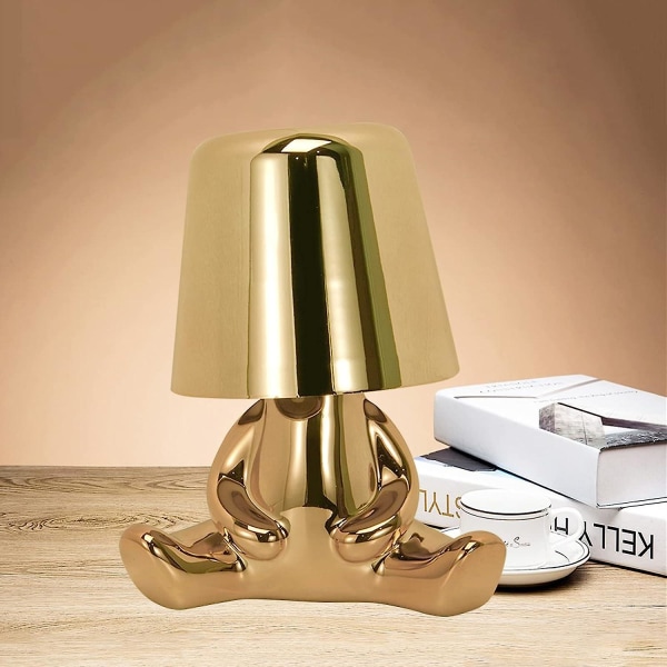 Bedside Touch Bordslampa, Guld Thinker Lamp Skrivbordslampa Sladdlös Uppladdningsbar Bärbar Dekorativ Nattbordslampa Med USB laddning gold Sitting style 8899
