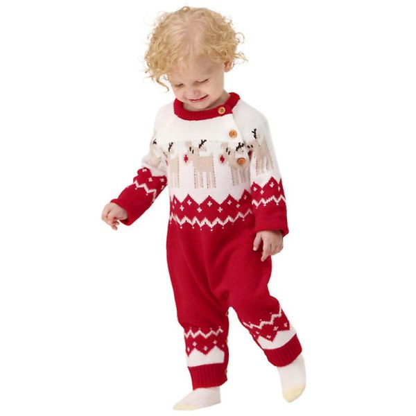 Baby Jultröja Toddler Ren Outfit Långärmad Röda Kläder RED 100CM