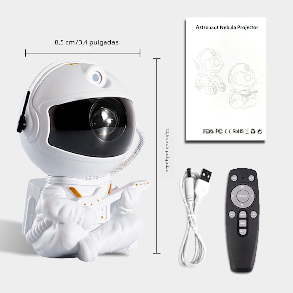 Galaxy Stjerneprojektor Taklampe Gave Dekorativ for Rom LED Nattlys med Stjerneprojektoreffekter og Galaxy Nebula White B