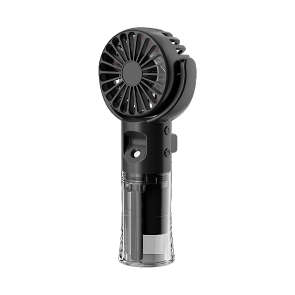 Bærbar Vifte med Luftfukter Mini Håndholdt USB Oppladbar med Vannspray Tåkefifte Kun Kjøling Fire Hastigheter Svart Black