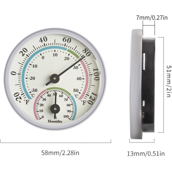 Hygrometer Analog Termometer för inomhus och utomhus, Digital Termometer Hygrometer silver