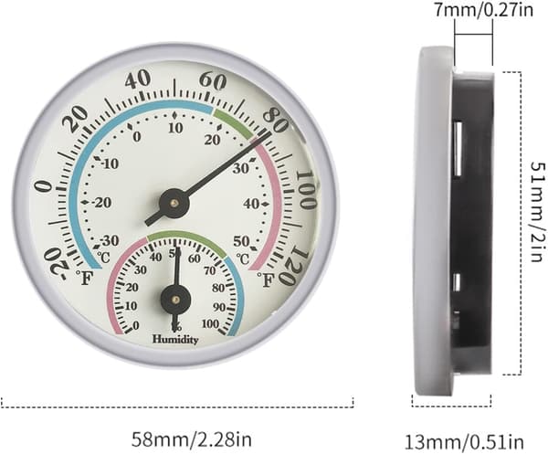 Hygrometer Analogt Termometer for Innendørs og Utendørs, Digitalt Termometer Hygrometer silver