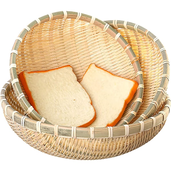 Pakke Bambuskurvbrett, U-formet Holder Flat Grunne Grønnsaker Serveringskurv, Stabelbar, 10 tommer, 11 tommer, 12 tommer