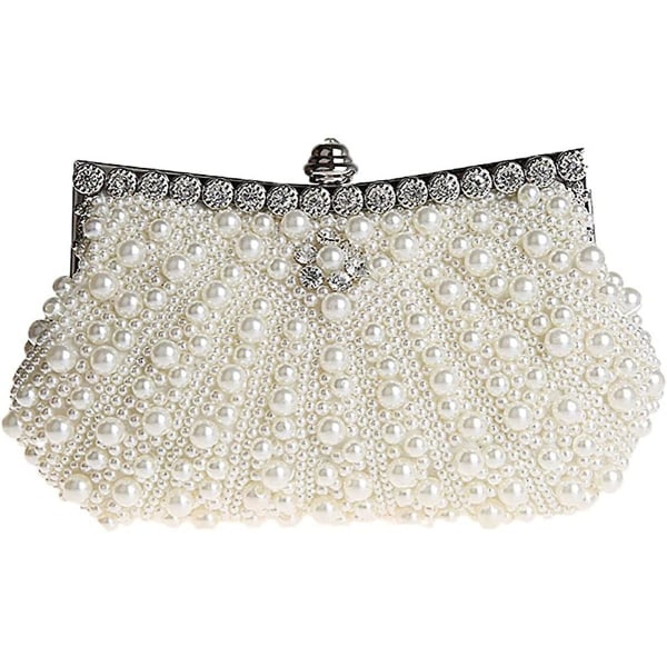 Glitter Faux Pearl Beaded Rhinestone Women's Clutch Bag, Damer Evening Bag Gift