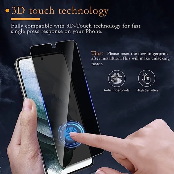 Personvern Herdet Glass Samsung Galaxy S22 Skjermbeskytter Anti Spion Fingeravtrykk Opplåsing