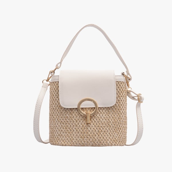 Dam Casual Halm Hink Crossbody Väska Sommar Korg Axelväska Reseväska WHITE 20x10x21cm