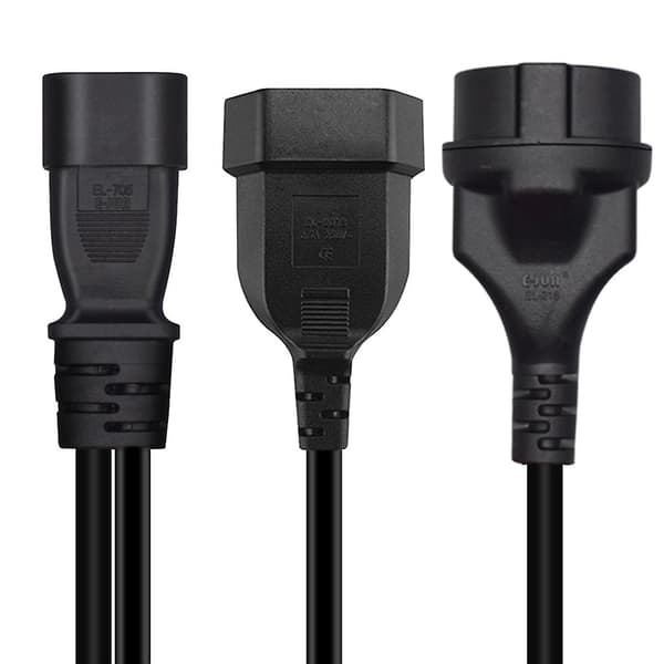 1ft/32cm Iec320 C14 Til Eu4.8mm+eu4.0mm Ac-strømforlængerkabel