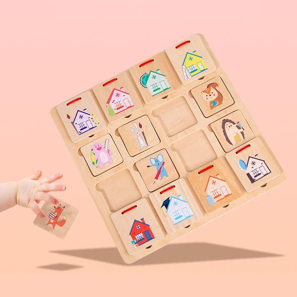 3D Träpussel Djurhus Hitta Matchande Spel För Småbarn