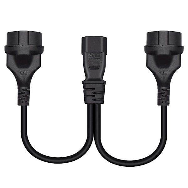 Iec320-c14 Han Til Eu4.8mm+eu4.8mm Hun Adapter Ledning Y-splitter