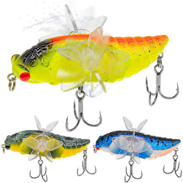 3-pack fiskedrag med propellerdesign för öring, gädda, abborre, sötvatten och saltvatten 3pcs