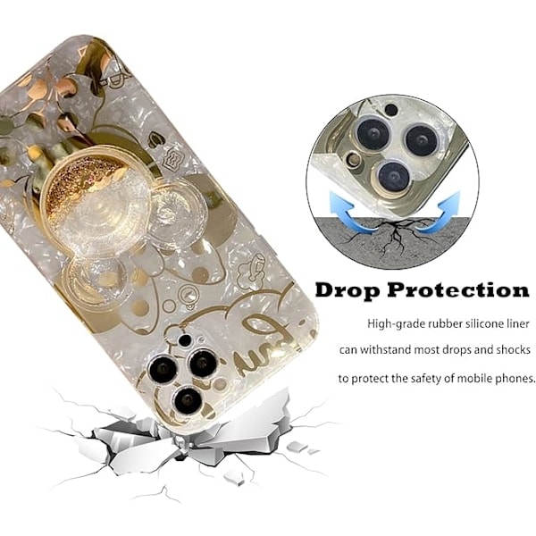 Tegneserie-deksel til iPhone og Bling Glitter Telefonstativ Søtt Telefondeksel for Jenter Kvinner Minnie iPhone 13 pro max Minnie iPhone 13 pro max