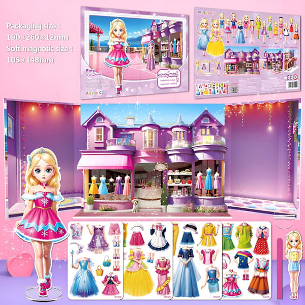 Magnetiske prinsesse utkledningsdukker, magnetisk utkledningslekesett, leke- og reiseleke, jentekostymer, vakkert prinsesselekesett London London