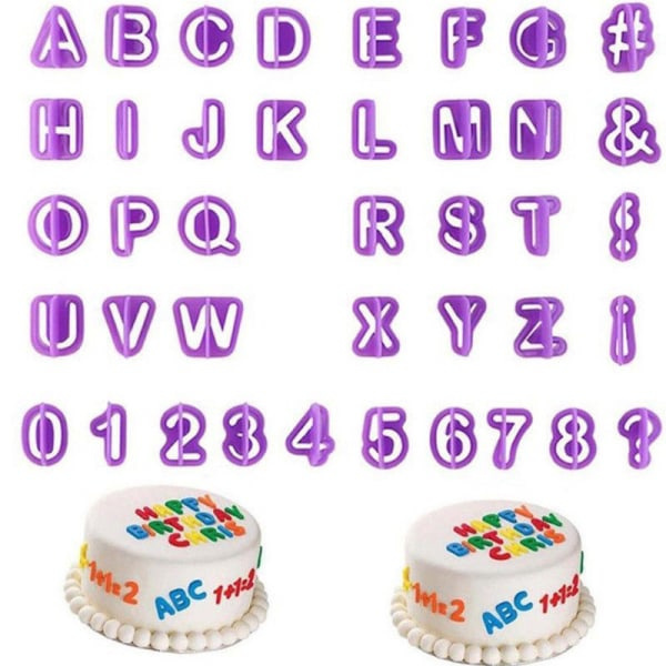 40 bogstaver/tal - Kage-/bageform
