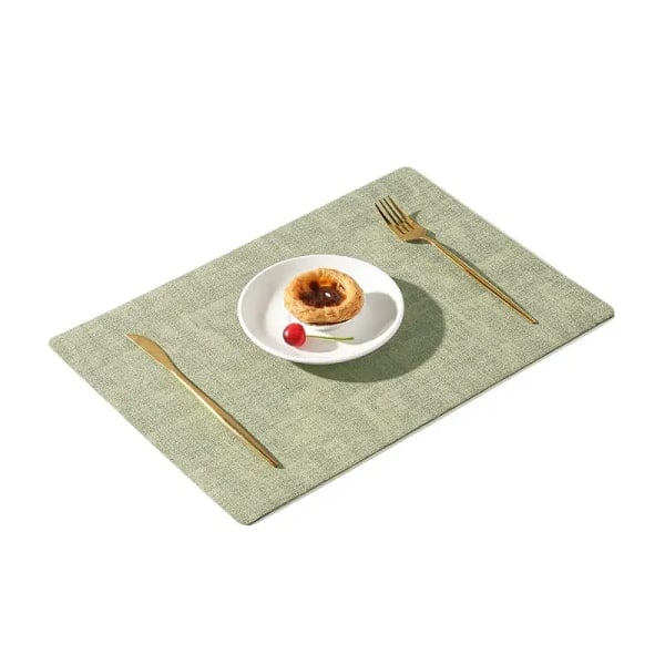 Lämmönkestävät nahkaiset tabletit, 6 kpl, vedenpitävät, pyyhittävät, pestävät PU-tabletit, helppo puhdistaa, liukumattomat, vaaleanvihreät Light Green