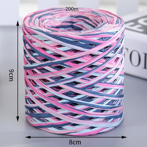 Rullpapper Snöre Återvinningsbart DIY Klar Textur Handgjord Inslagning Raffia Halm för Festival Svart