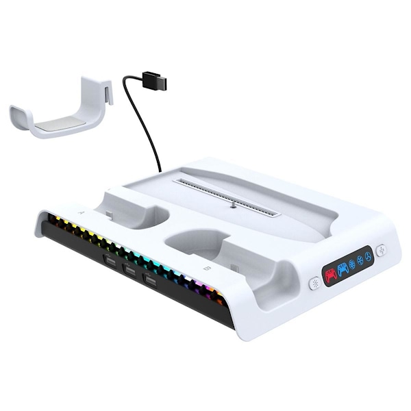 Kjøledokk for Ps5slim-konsoll med 3-trinns vindhastighet Gamepad