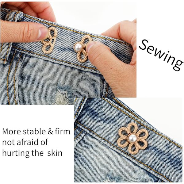 8 st byxor midjejusterare, 4 färger blomma jeans knappjusterare justerbar byxor knappjusterare behöver sy jeans knappar för lösa jeans, byxor