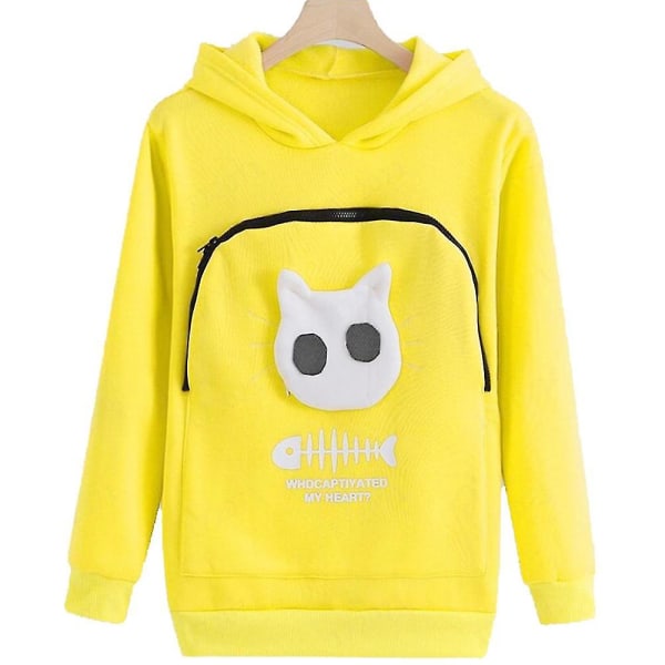 Tröja Cat Lover Hoodie Känguru Hund Pet Paw Tröjor Kramppåse Tröja Tröja Pocket Djuröron Huva yellow M