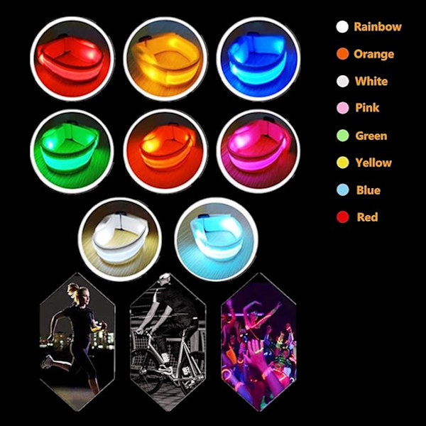 Armband, LED-ljusarmband, glitter sportarmband, 8-pack lyser i mörkret festtillbehör för konserter, festivaler, sport, fester, evenemang
