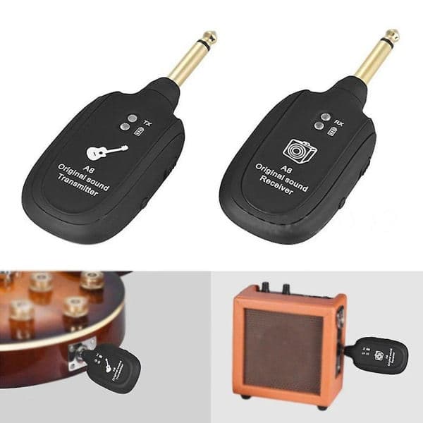 Trådløst gitaroverføringssystem Elektrisk gitar Trådløs pickup Trådløs transceiver A8 Gitar Trådløs mottaker