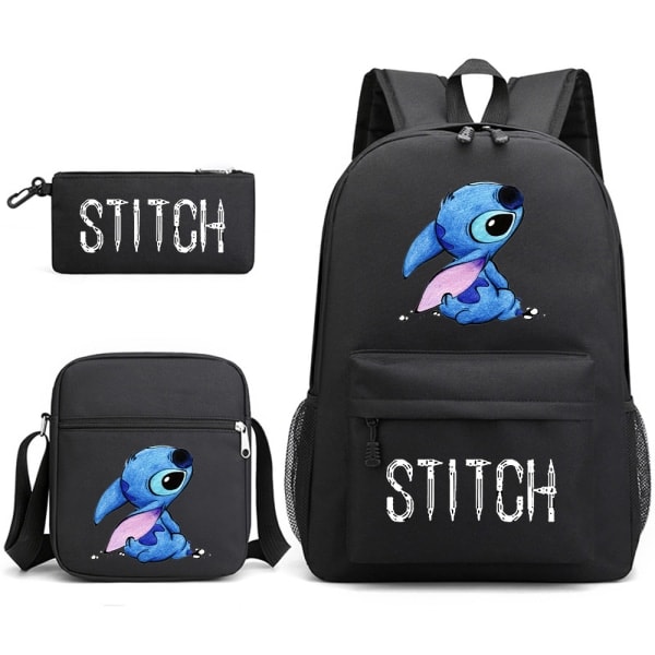 Lilo & Stitch Rygsæksæt skoletaske. .- Perfekt orkidé black