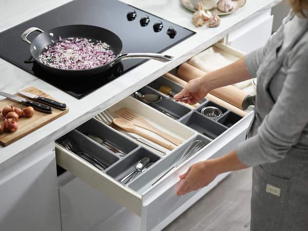 10 Deler Plast Oppbevaringsbrett Organizer Grå