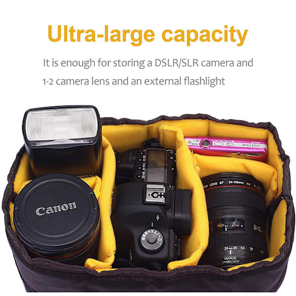 Stötsäker DSLR SLR-kameraväska fodral kamerainsats vadderad partition skyddande hög kapacitet för kameralins