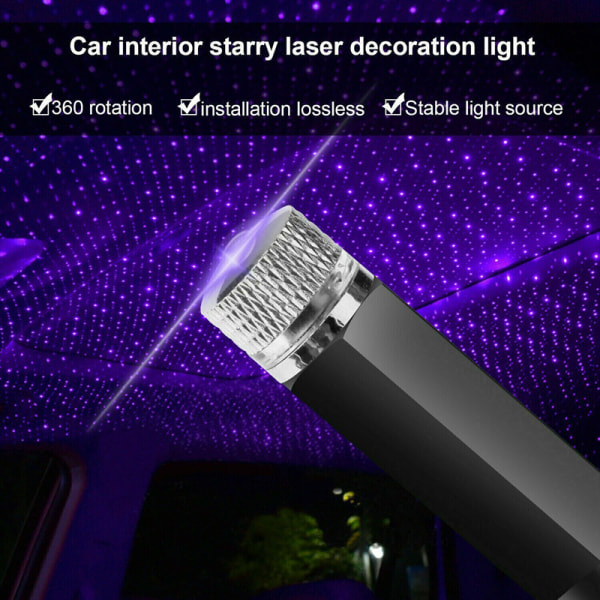 Bil USB Stjärntak Stjärnhimmel Projektionslampa Tak Atmosfär Led Nattljus (2st)