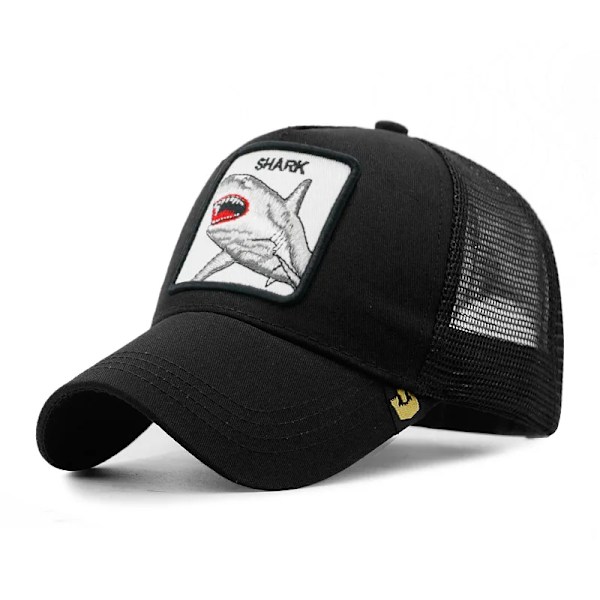 Baseballcaps med dyremotiv, solbeskyttelse, brodert truckerhatt med netting og design med svart panter, hane og løve 29