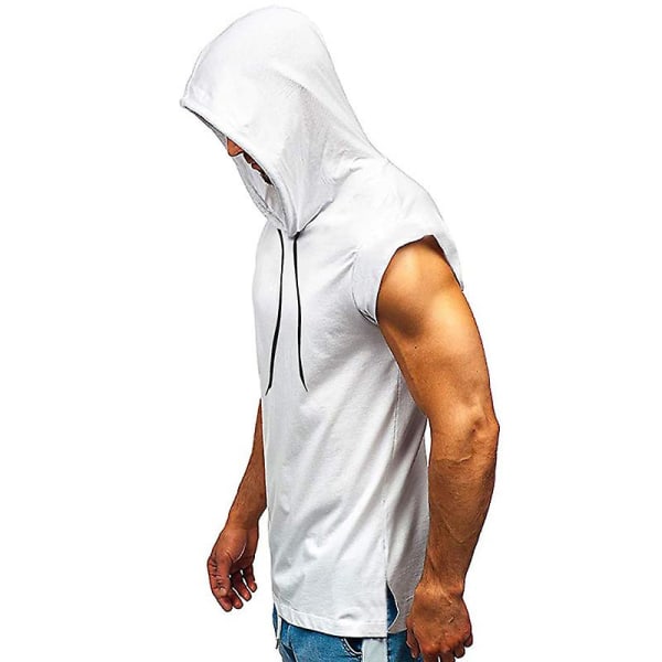 Kortärmad hoodie för män Gym Sport T-shirt linne White XL